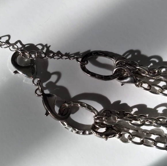 2 in 1 Multi-layered Opalite Silver Toned Chain Necklace - Picture 3 of 4